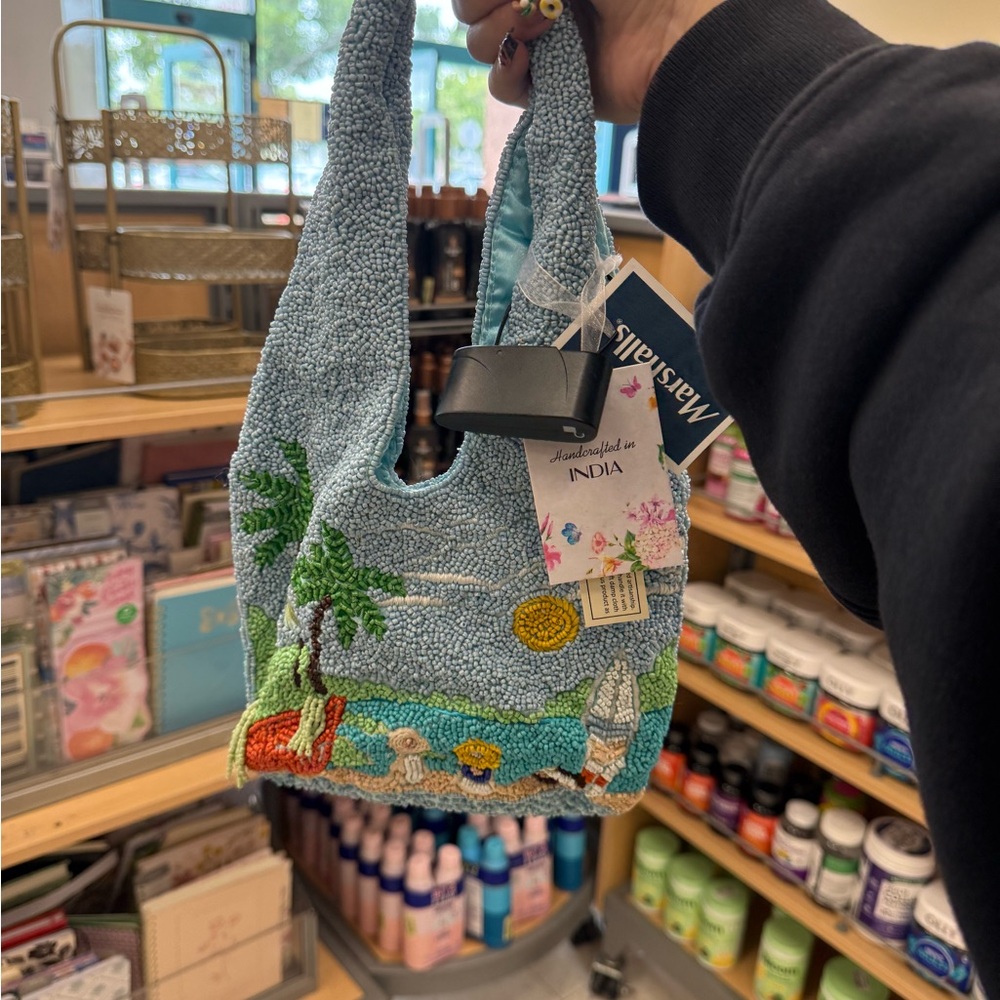 Blue Beaded Women's Bag